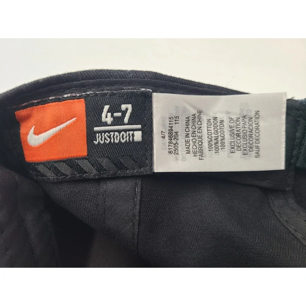 Youth Size 4-7 Nike Adjustable Hat Cap‎ Cotton Swoosh Logo Boy Girl Black Gray